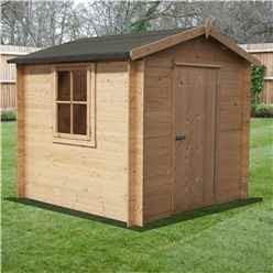 2m x 2m Premier Apex Log Cabin With Single Door and Opening Window + Free Floor & Felt (19mm) 