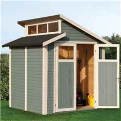 7ft x 7ft Skylight Shed - Double Doors - 19mm Tongue + Groove Walls, Floor + Roof - Painted Light Grey