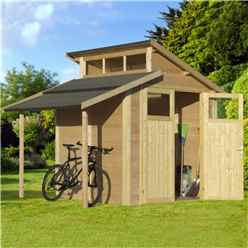 7ft X 10ft Skylight Shed With Lean To - Double Doors -19mm Tongue And Groove Walls, Floor + Roof