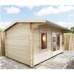 2.4m x 3m Premier Reverse Apex Home Office Log Cabin (Single Glazing) - Free Floor & Felt (44mm) 