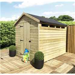 8ft X 8ft Security Pressure Treated Tongue & Groove Apex Shed + Single Door + Safety Toughened Glass + 12mm Tongue And Groove Walls ,floor And Roof With Rim Lock & Key