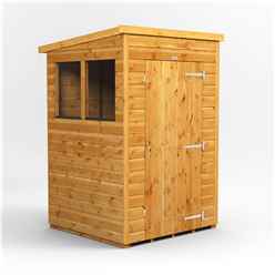 4ft x 4ft  Premium Tongue and Groove Pent Shed - Single Door - 2 Windows - 12mm Tongue and Groove Floor and Roof