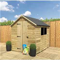 8FT x 6FT  Super Saver Pressure Treated Tongue & Groove Apex Shed + Single Door + Low Eaves + 2 Windows