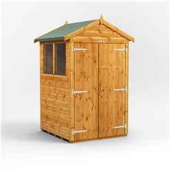 4ft x 4ft  Premium Tongue and Groove Apex Shed - Double Doors - 2 Windows - 12mm Tongue and Groove Floor and Roof