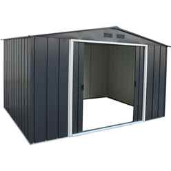 10ft x 10ft Value Apex Metal Shed - Anthracite Grey (3.22m x 3.02m)