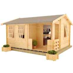 14ft x 14ft Amber 44mm Log Cabin (19mm Tongue and Groove Floor and Roof) (4150x4150)