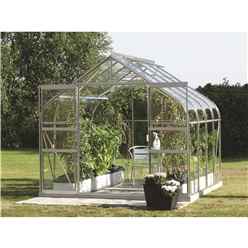8ft X 14ft Premier Double Doors Aluminium Greenhouse - Curved Eaves