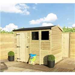 8ft X 6ft  Reverse Super Saver Pressure Treated Tongue & Groove Apex Shed + Single Door + High Eaves (72) + 2 Windows