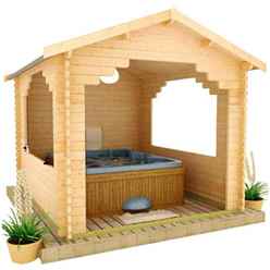 12ft x 10ft Garden Shelter (44mm Log Thickness) (3550x2950)