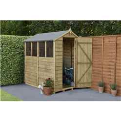 6ft X 4ft (1.8m X 1.3m) Pressure Treated Overlap Apex Wooden Garden Shed With Single Door And 4 Window - Modular