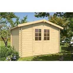 3.2m x 2.9m Log Cabin - Single Glazing (28mm Wall Thickness) - Double Doors - *Flash Reduction - Fast Delivery