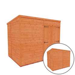 8ft X 6ft Windowless Tongue And Groove Pent Shed With Double Doors (12mm Tongue And Groove Floor And Roof)