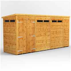 14ft x 4ft Security Tongue and Groove Pent Shed - Double Doors - 6 Windows - 12mm Tongue and Groove Floor and Roof