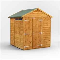 6ft x 6ft Security Tongue and Groove Apex Shed - Double Doors - 2 Windows - 12mm Tongue and Groove Floor and Roof
