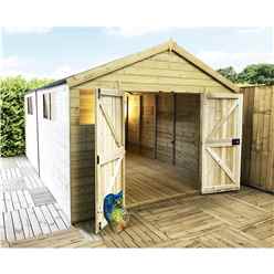 11ft X 14ft  Premier Pressure Treated T&g Apex Workshop With Higher Eaves And Ridge Height 6 Windows And Double Doors (12mm T&g Walls, Floor & Roof) + Safety Toughened Glass + Super Strength Framing