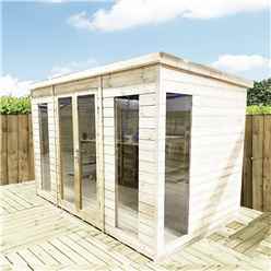 10ft x 6ft PENT Pressure Treated Tongue & Groove Pent Summerhouse with Higher Eaves and Ridge Height Toughened Safety Glass + Euro Lock with Key + SUPER STRENGTH FRAMING