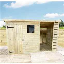 10ft X 3ft Pressure Treated Tongue And Groove Pent Shed With Storage Area + 1 Window