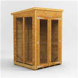 4ft x 4ft Premium Tongue And Groove Pent Summerhouse - Double Doors - 12mm Tongue And Groove Floor And Roof