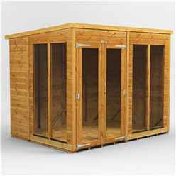 8ft X 6ft Premium Tongue And Groove Pent Summerhouse - Double Doors - 12mm Tongue And Groove Floor And Roof