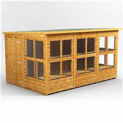 12ft x 8ft Premium Tongue And Groove Pent Potting Shed - Single Door - 20 Windows - 12mm Tongue And Groove Floor And Roof