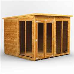8ft x 8ft Premium Tongue And Groove Pent Summerhouse - Double Doors - 12mm Tongue And Groove Floor And Roof