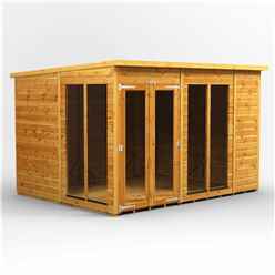 10ft x 8ft Premium Tongue And Groove Pent Summerhouse - Double Doors - 12mm Tongue And Groove Floor And Roof