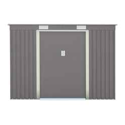 8ft x 4ft (2.61m x 1.21m) Double Door Metal Pent Shed - Light Grey 