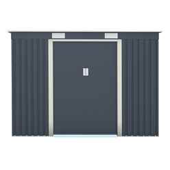 8ft x 4ft (2.61m x 1.21m) Double Door Metal Pent Shed - Dark Grey 