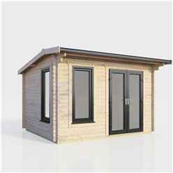 3.6m x 2.4m (12ft x 8ft) Premium 44mm Apex Log Cabin - uPVC Double Doors and Windows - EPDM Rubber Roof Covering - DOORS ON THE RIGHT