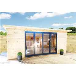 3m X 3m (10ft X 10ft) Deluxe Plus Insulated Pressure Treated Garden Office - Aluminium Fully Opening Bifold Doors - Increased Eaves Height - 64mm Insulated Walls, Floor And Roof + Free Installation