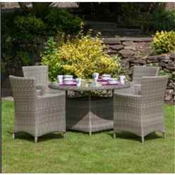 4 Seater - 5 Piece - Deluxe Rattan Round Carver Dining Set - 110cm Table With 4 Carver Chairs Including Cushions - Free Next Working Day Delivery (mon-Fri)