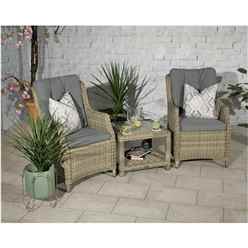2 Seater - 3 Piece - Deluxe Rattan Comfort Companion Set Side Table & 2 Comfort Chairs Including Cushions	- Free Next Working Day Delivery (mon-Fri)