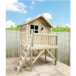 5ft x 7ft Jake Wooden Tower Platform Playhouse with Apex Roof, Single Door and Window