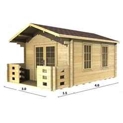 3m x 4m Premier Valdisere Log Cabin - Double Glazing - 34mm Wall Thickness