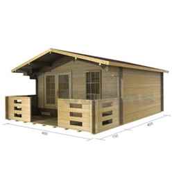 4m X 4m Premier Rio Log Cabin - Double Glazing - 34mm Wall Thickness