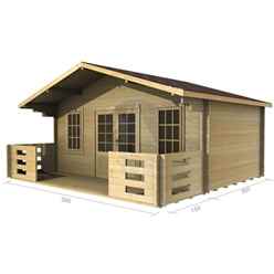 5m X 3m Premier Meribel Log Cabin - Double Glazing - 34mm Wall Thickness