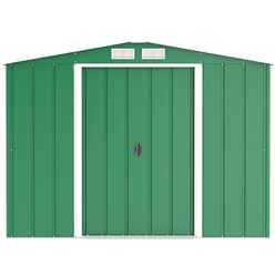 OOS - AWAITING RETURN TO STOCK DATE - 8ft x 8ft Value Apex Metal Shed - Green (2.62m x 2.42m)