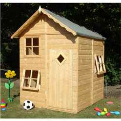 5ft x 5ft (1.60m x 1.68m) - Stowe Playhouse - 12mm Tongue & Groove - 3 Opening Windows - Single Door - Apex Roof 
