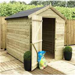 8ft X 5ft Premier Windowless Pressure Treated Tongue & Groove Apex Shed + Higher Eaves & Ridge Height + Single Door - 12mm Tongue And Groove Walls, Floor And Roof