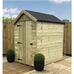 9ft X 4ft Premier Windowless Pressure Treated Tongue & Groove Apex Shed + Higher Eaves & Ridge Height + Single Door - 12mm Tongue And Groove Walls, Floor And Roof