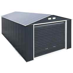 OOS - AWAITING RETURN TO STOCK DATE - 12ft x 26ft Value - Metal Garage - Anthracite Grey (3.72m x 7.84m)