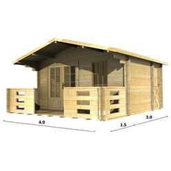 4m X 3m Premier Auron Log Cabin - Double Glazing - 44mm Wall Thickness