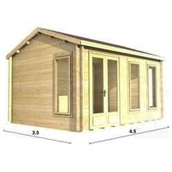 4.5m X 3.5m Premier Megeve Log Cabin - Double Glazing - 70mm Wall Thickness