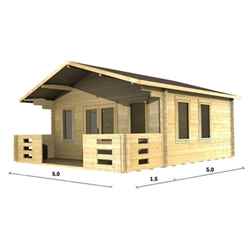 5m X 5m Premier Saalbach Log Cabin - Double Glazing - 70mm Wall Thickness