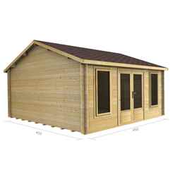 4.5m X 4.5m Premier Orelle Log Cabin - Double Glazing - 44mm Wall Thickness