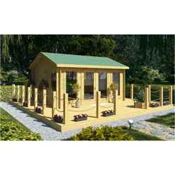 4.5m X 3.5m Premier Valmorel Log Cabin - Double Glazing - 70mm Wall Thickness