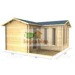 4m X 4m Premier Abries Log Cabin - Double Glazing - 44mm Wall Thickness