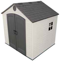 OOS - AWAITING RETURN TO STOCK DATE - 8ft x 7.5ft Life Plus Plastic Apex Shed with Plastic Floor and 1 Window (2.43m x 2.28m)