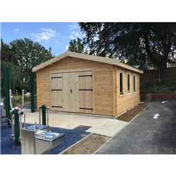 6m x 7m Premier Garage Log Cabin - Double Glazing - 44mm Wall Thickness - Including Floor