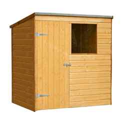 Installed 6ft X 4ft (1.24m X 1.8m)  Wooden Shiplap Pent Shed With Single Door And 1 Window - Installation Included